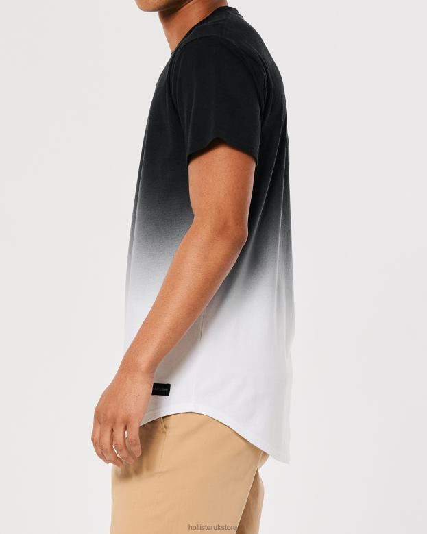 Tops Hollister Men Ombre Longline Cotton T-Shirt 488201052 Black To White Ombre