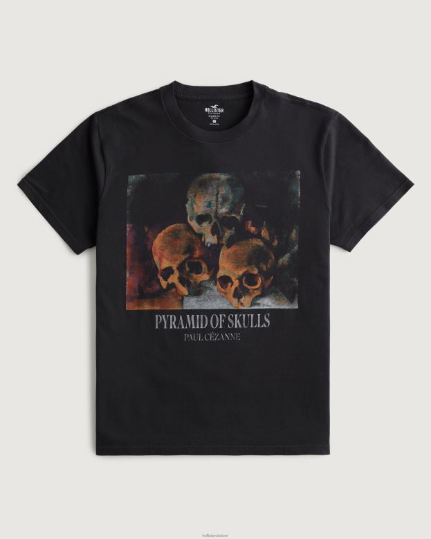 Tops Hollister Men Paul Cezanne Pyramid of Skulls Graphic Tee 488201036 Black