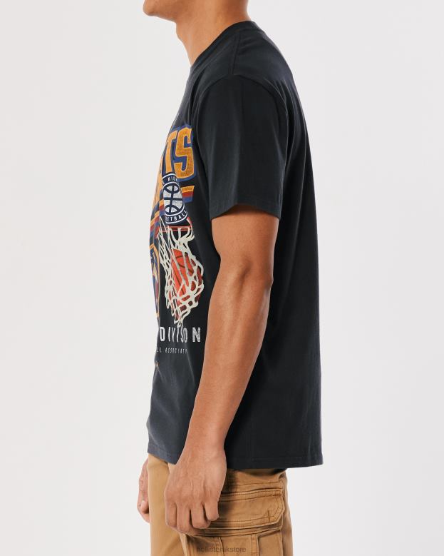 Tops Hollister Men Relaxed Denver Nuggets Graphic Tee 488201023 Faded Black