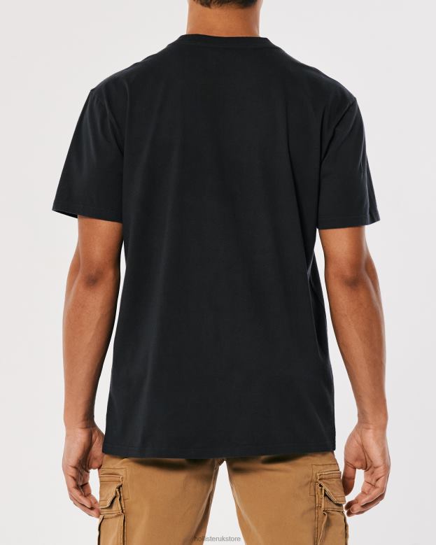 Tops Hollister Men Relaxed Denver Nuggets Graphic Tee 488201023 Faded Black