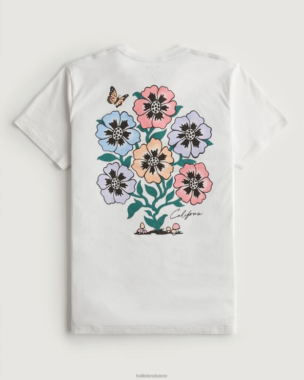 Tops Hollister Men Relaxed Floral Logo Graphic Tee 48820972 Off White