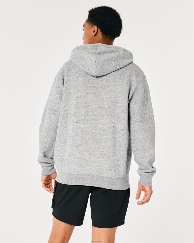 Tops Hollister Men Relaxed Full-Zip Hoodie 48820942 Light Heather Grey