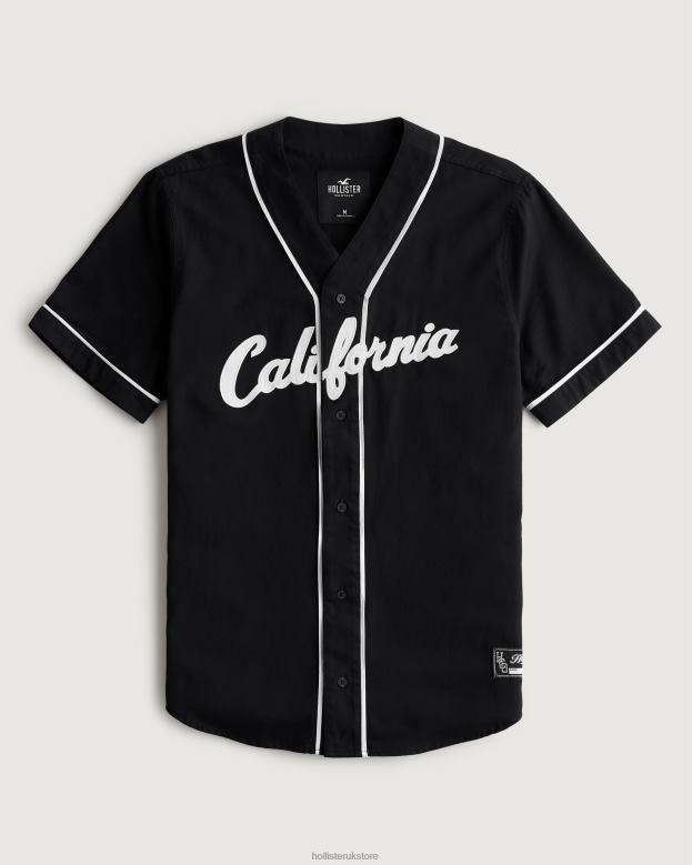 Tops Hollister Men Relaxed Graphic Baseball Shirt 48820938 Black
