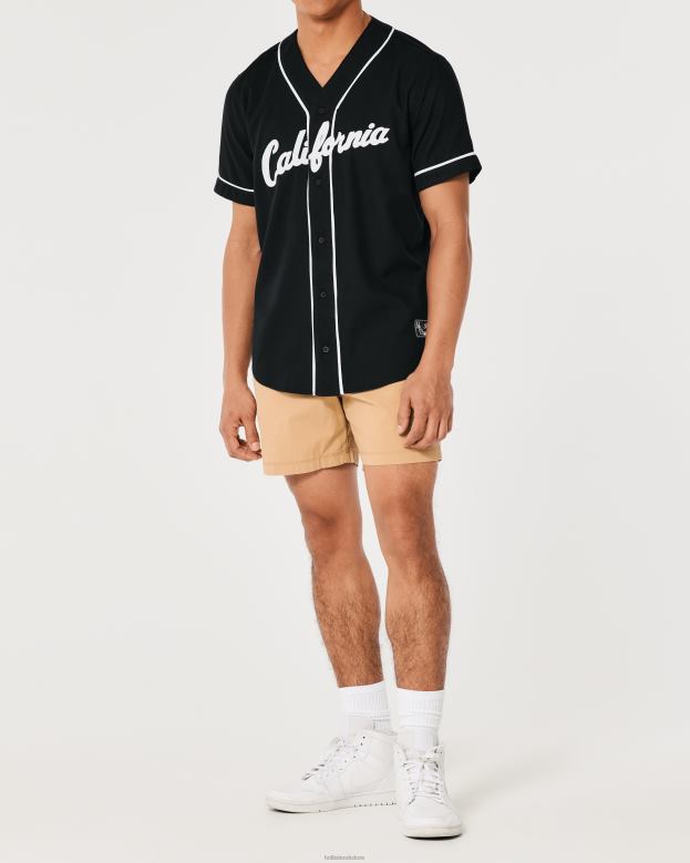 Tops Hollister Men Relaxed Graphic Baseball Shirt 48820938 Black