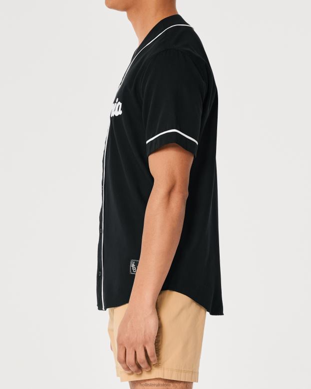 Tops Hollister Men Relaxed Graphic Baseball Shirt 48820938 Black