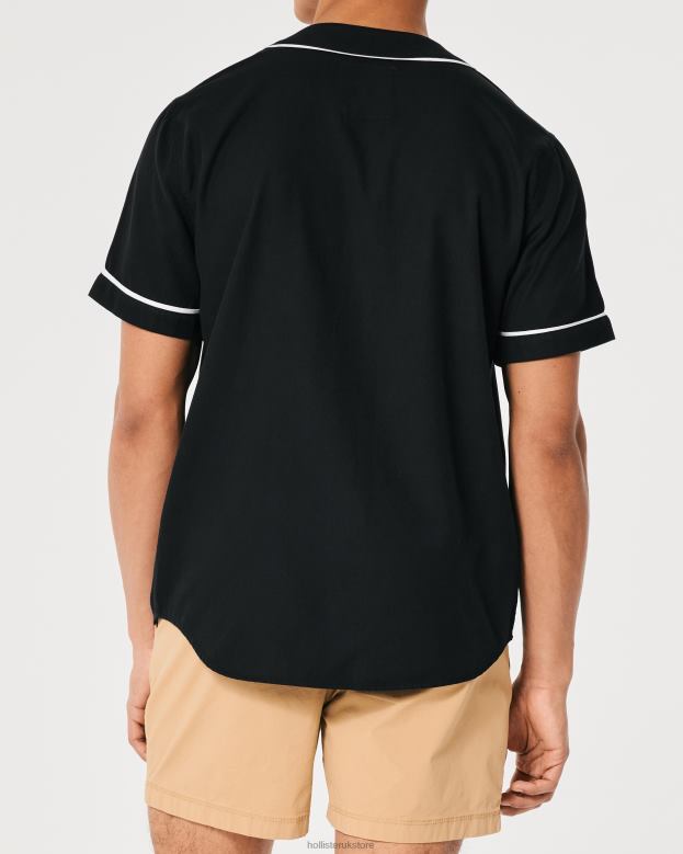 Tops Hollister Men Relaxed Graphic Baseball Shirt 48820938 Black