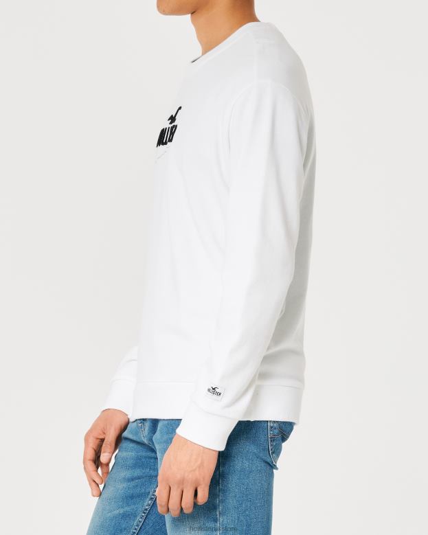 Tops Hollister Men Relaxed Logo Crew Sweatshirt 48820956 White