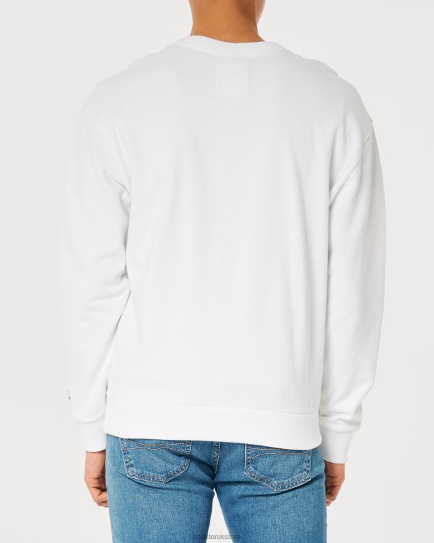 Tops Hollister Men Relaxed Logo Crew Sweatshirt 48820956 White