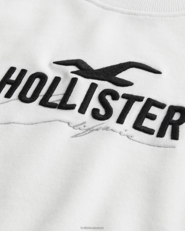 Tops Hollister Men Relaxed Logo Crew Sweatshirt 48820956 White