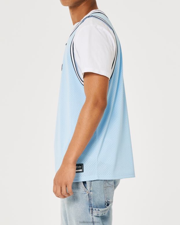 Tops Hollister Men Relaxed Mesh Logo Tank 488201077 Light Blue