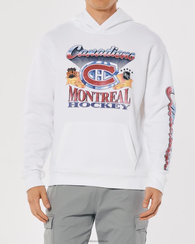 Tops Hollister Men Relaxed Montreal Canadiens Graphic Hoodie 488201086 White