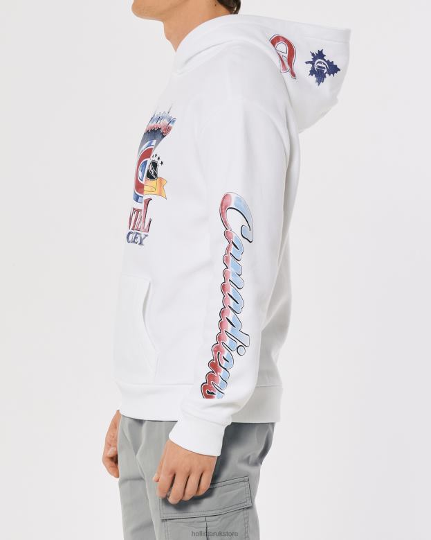 Tops Hollister Men Relaxed Montreal Canadiens Graphic Hoodie 488201086 White