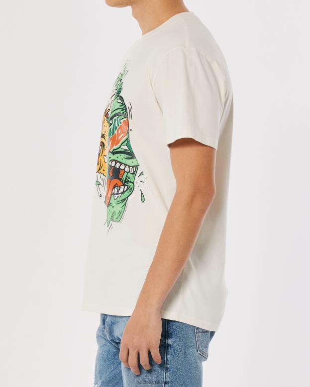 Tops Hollister Men Relaxed Mountain Dew Graphic Tee 488201015 Off White-Mtn Dew
