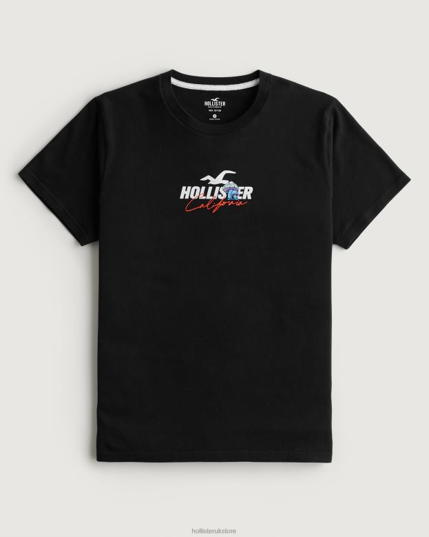 Tops Hollister Men Relaxed Mushroom Logo Graphic Tee 48820874 Black
