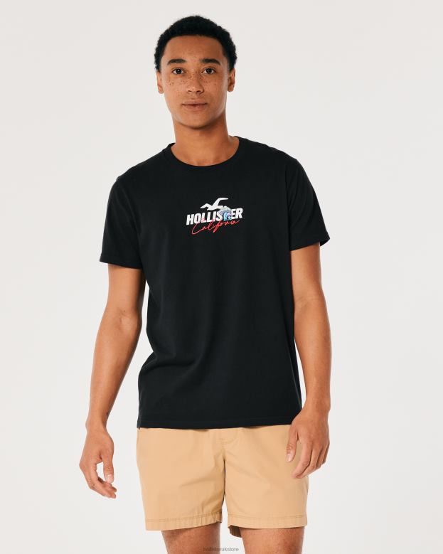 Tops Hollister Men Relaxed Mushroom Logo Graphic Tee 48820874 Black