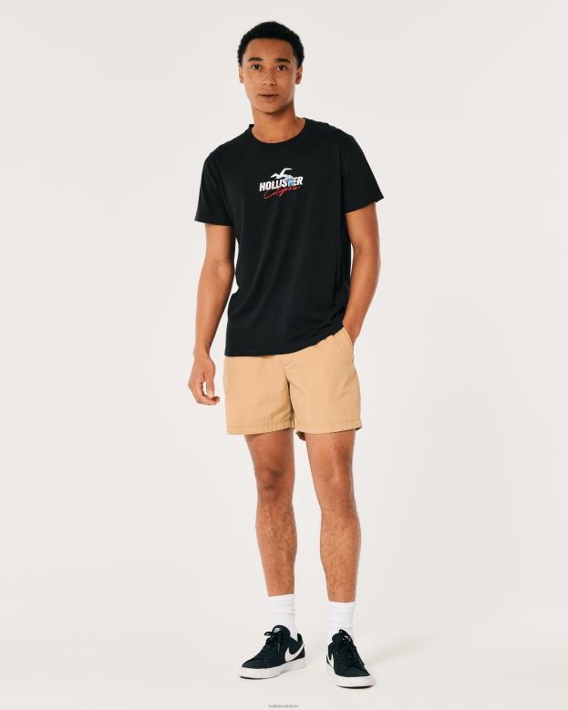 Tops Hollister Men Relaxed Mushroom Logo Graphic Tee 48820874 Black