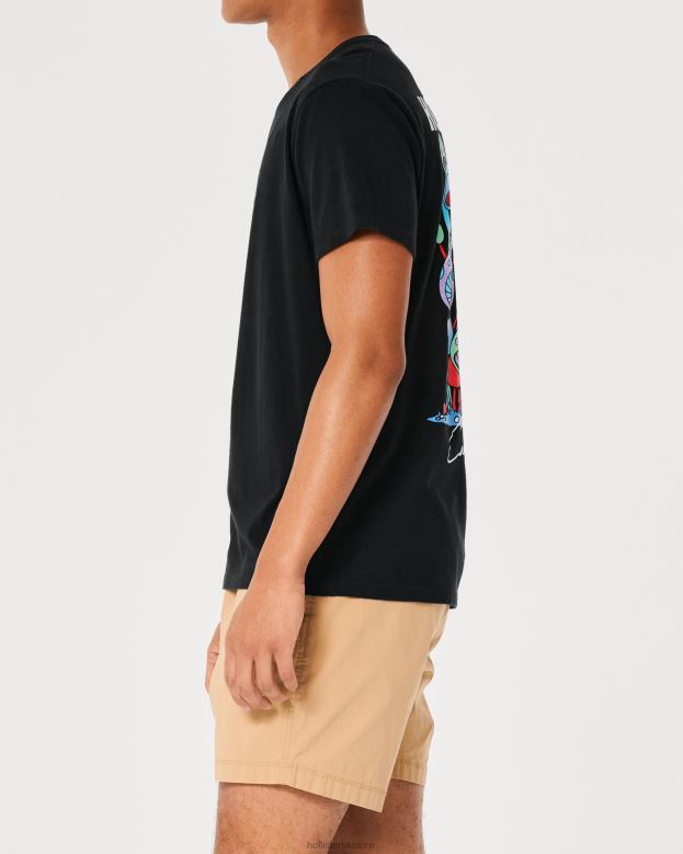 Tops Hollister Men Relaxed Mushroom Logo Graphic Tee 48820874 Black