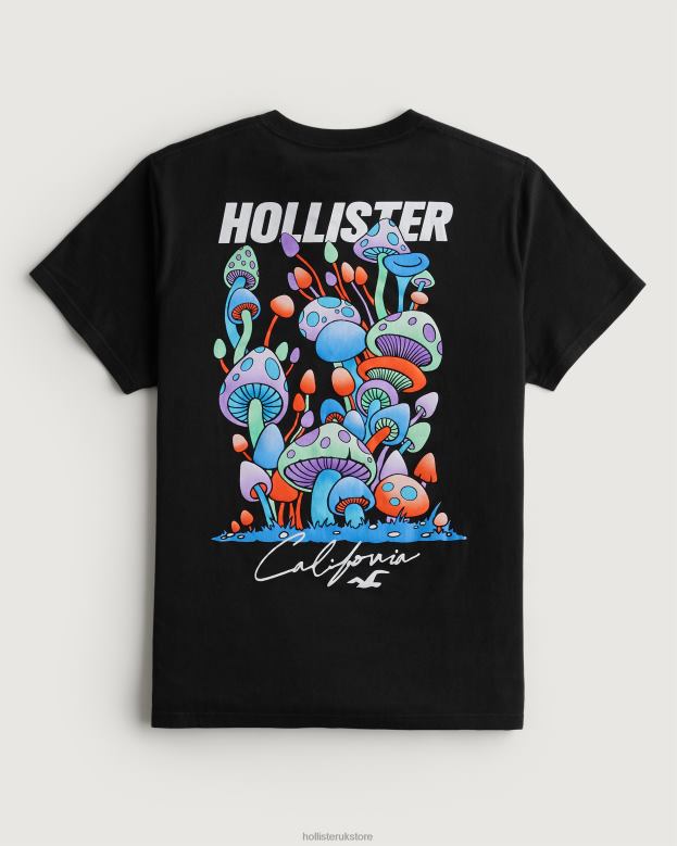 Tops Hollister Men Relaxed Mushroom Logo Graphic Tee 48820874 Black