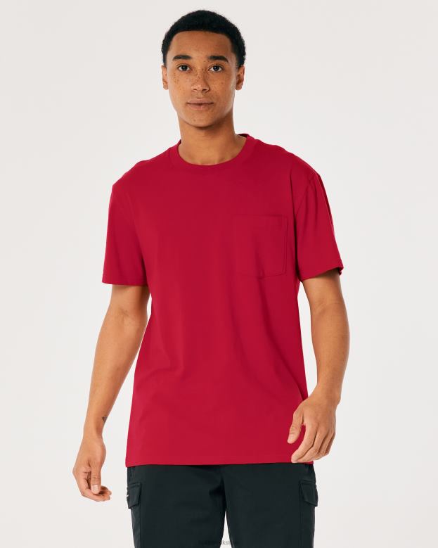 Tops Hollister Men Relaxed Pocket Crew T-Shirt 488201048 Red