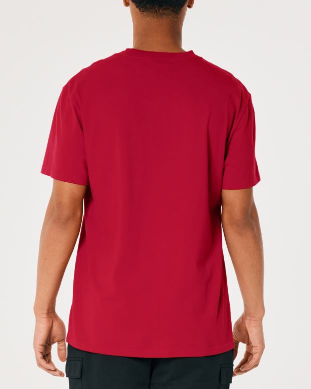 Tops Hollister Men Relaxed Pocket Crew T-Shirt 488201048 Red