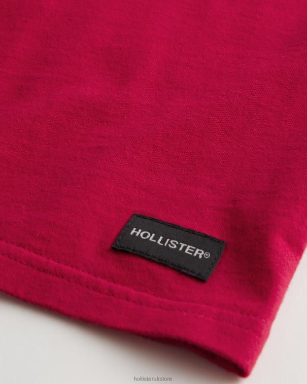 Tops Hollister Men Relaxed Pocket Crew T-Shirt 488201048 Red