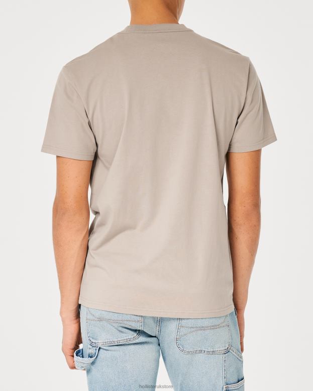 Tops Hollister Men Relaxed Pocket Crew T-Shirt 48820873 Light Brown