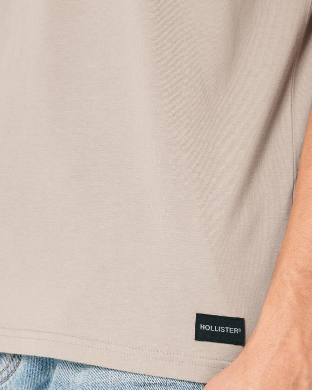 Tops Hollister Men Relaxed Pocket Crew T-Shirt 48820873 Light Brown