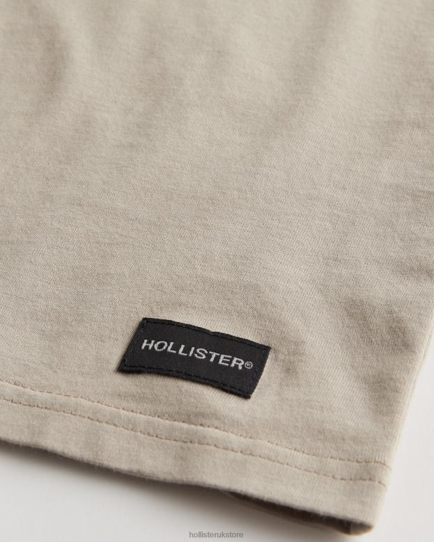 Tops Hollister Men Relaxed Pocket Crew T-Shirt 48820873 Light Brown