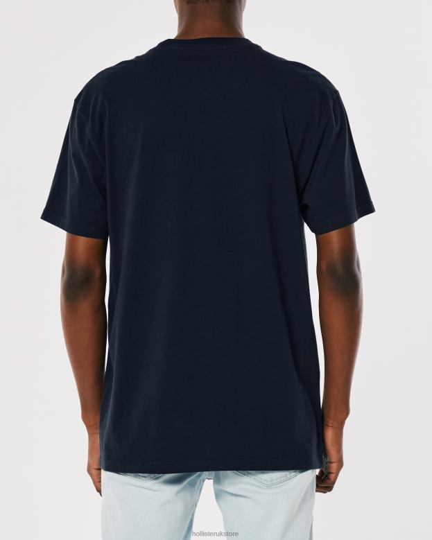 Tops Hollister Men Relaxed Pocket Crew T-Shirt 48820899 Navy