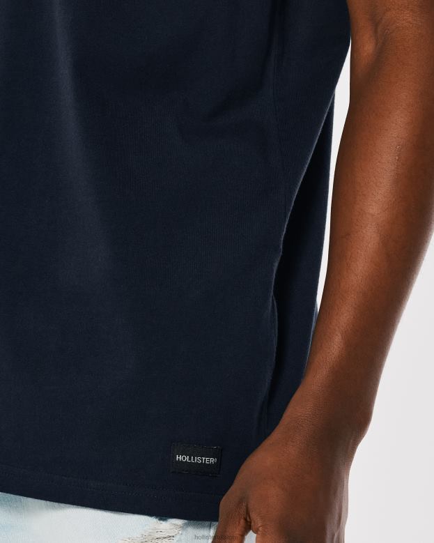 Tops Hollister Men Relaxed Pocket Crew T-Shirt 48820899 Navy