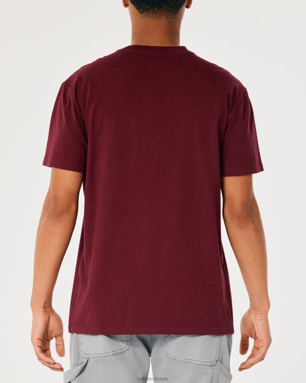 Tops Hollister Men Relaxed Pocket Crew T-Shirt 48820912 Burgundy