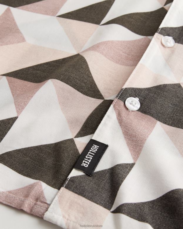 Tops Hollister Men Relaxed Short-Sleeve Pattern Shirt 488201004 Pink Pattern