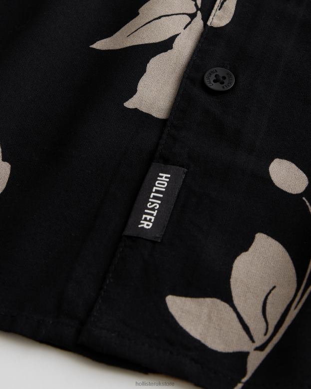 Tops Hollister Men Relaxed Short-Sleeve Pattern Shirt 48820836 Black Floral