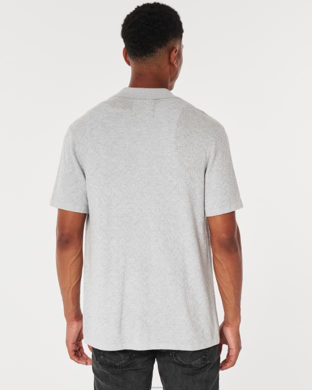 Tops Hollister Men Relaxed Short-Sleeve Sweater Shirt 488201030 Light Heather Grey