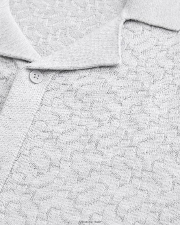 Tops Hollister Men Relaxed Short-Sleeve Sweater Shirt 488201030 Light Heather Grey