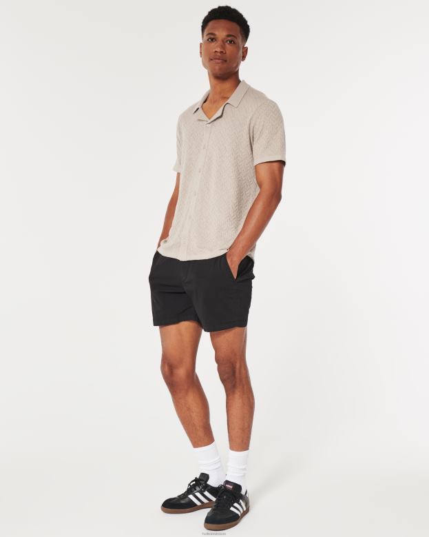 Tops Hollister Men Relaxed Short-Sleeve Sweater Shirt 48820904 Light Heather Brown