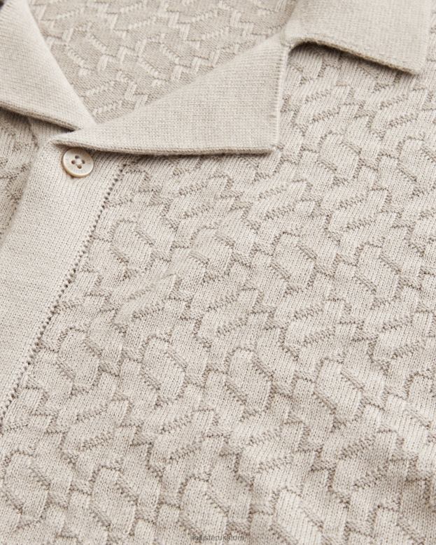Tops Hollister Men Relaxed Short-Sleeve Sweater Shirt 48820904 Light Heather Brown