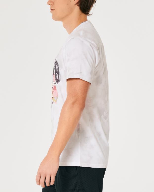 Tops Hollister Men Relaxed SpongeBob SquarePants Graphic Tee 48820962 White Tie-Dye