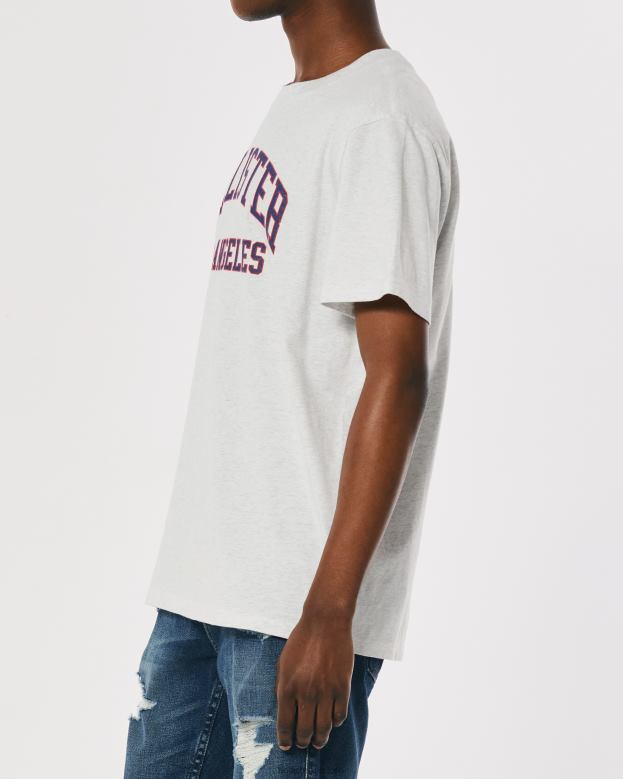 Tops Hollister Men Relaxed Varsity Logo Graphic Tee 488201078 Light Heather Grey