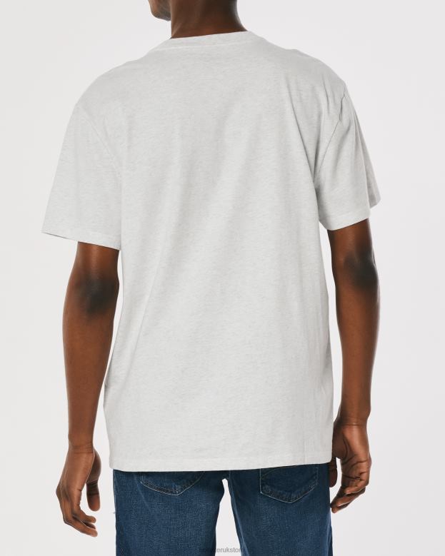 Tops Hollister Men Relaxed Varsity Logo Graphic Tee 488201078 Light Heather Grey