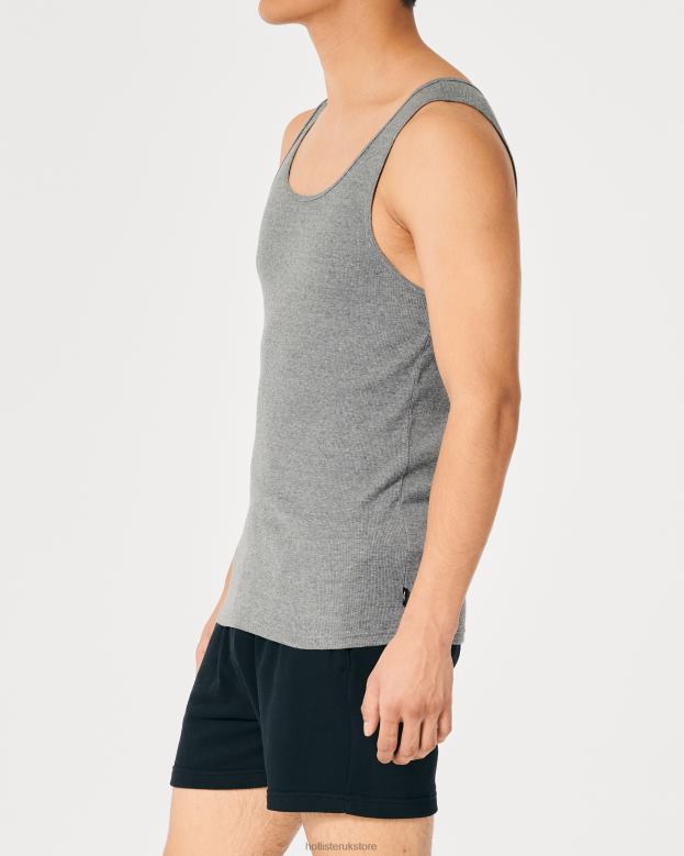 Tops Hollister Men Ribbed Tank 488201058 Heather Grey