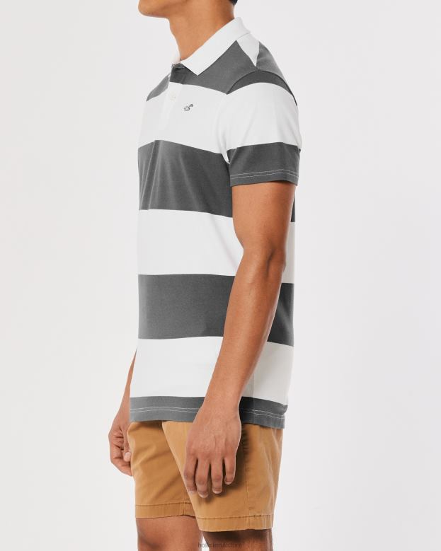 Tops Hollister Men Rugby Stripe Logo Icon Polo 488201018 Grey Stripe