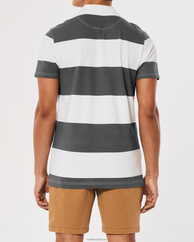 Tops Hollister Men Rugby Stripe Logo Icon Polo 488201018 Grey Stripe