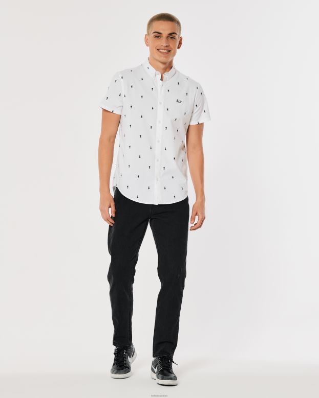 Tops Hollister Men Short-Sleeve Floral Button-Through Shirt 48820824 Sage Floral