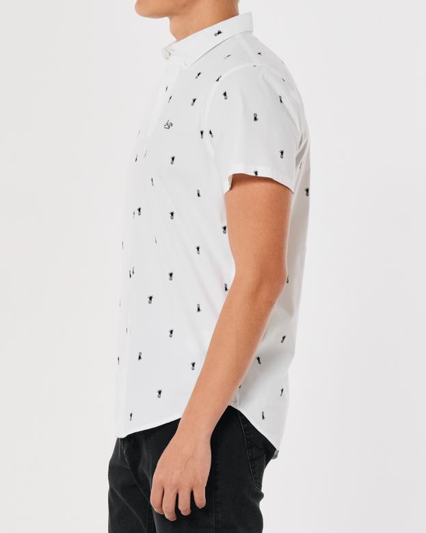 Tops Hollister Men Short-Sleeve Floral Button-Through Shirt 48820824 Sage Floral