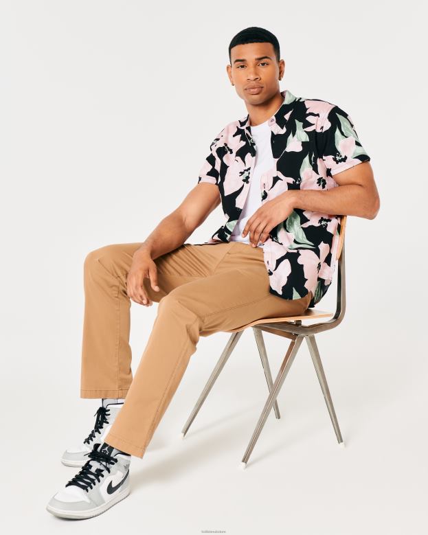 Tops Hollister Men Short-Sleeve Floral Shirt 48820958 Black Floral
