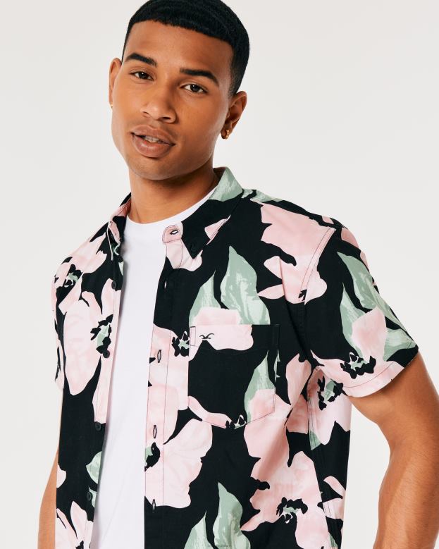 Tops Hollister Men Short-Sleeve Floral Shirt 48820958 Black Floral