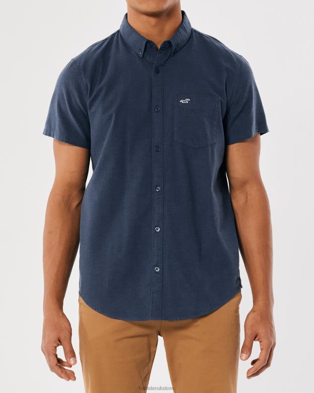 Tops Hollister Men Short-Sleeve Logo Icon Shirt 48820923 Navy