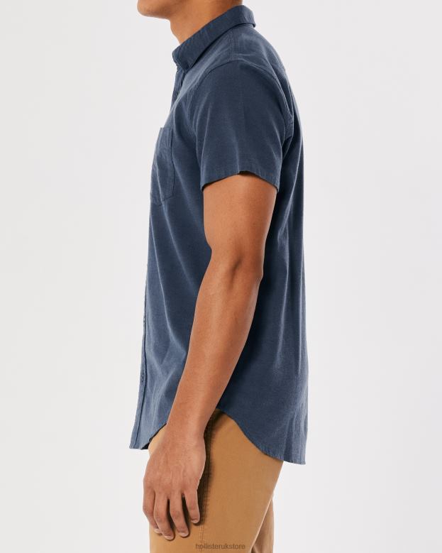 Tops Hollister Men Short-Sleeve Logo Icon Shirt 48820923 Navy
