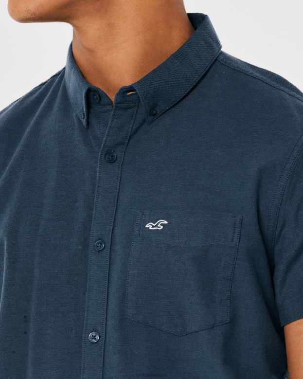 Tops Hollister Men Short-Sleeve Logo Icon Shirt 48820923 Navy